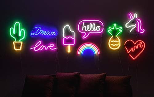 Isaac Jacobs 17 ”x 12” LED NEON 'WHITE & PINK “Hello” Word Bubble Sign para luz fria, arte de parede, decorações de quarto,