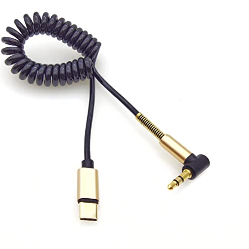 MMNNE enrugado USB C a 90 graus 3,5 mm Audio Aux Jack Cable, tipo C Male C a 3,5 mm Male
