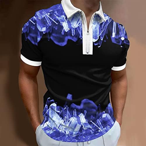2023 Novo masculino Summer Digital 3D Impressão Fashion Poster Holiday Beach Lapeel Zipper Short Sleeve camiseta camiseta