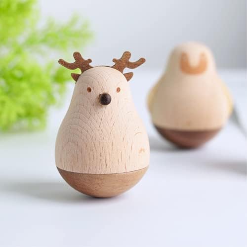 ZotUoart Wooden Roly Poly Toys para desktop à beira da cama Decoração da casa - Animais Tumbler descompacte os brinquedos - Chiming