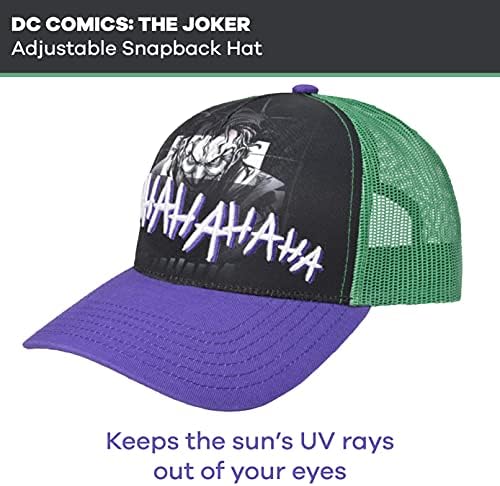 CONCECT ONE DC Comics O Joker rindo 3D Cotton Snapback Trucker Hat, verde e roxo, tamanho único