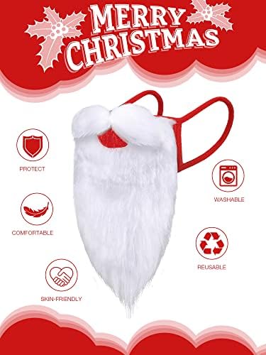 Newcotte 6 peças Natal Papai Noel Barba Faca Face Hat Christmas Face Face Costum a copos reutilizável Papai Noel Máscara