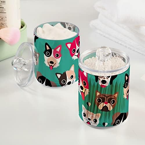 Husky Dog Cotton Swab Porta de banheiro Recipientes Jarrs com tampas Conjunto de algodão Round Round Solder Jar para algodão Swab