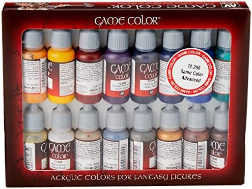 Vallejo Acrylicos Game Color Avançado Conjunto, conjunto de tintas para cores modelo, 1/2 fl. Oz. Garrafas, 16 cores