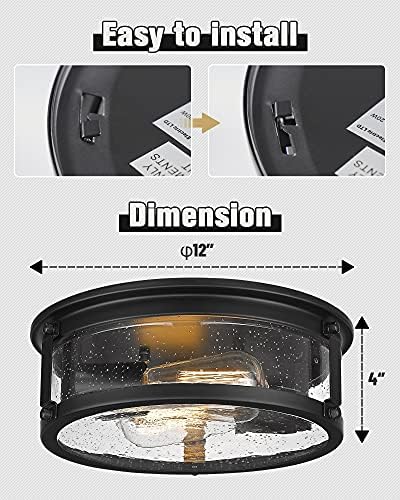 FOITTON INDUSTRIAL FLION MOUNT FECTE, Luzes de teto de gaiola de metal de 2 luzes para corredor, cozinha, escadas, quarto,