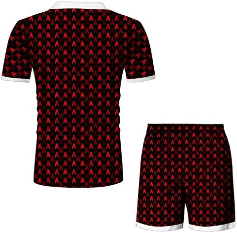 Camisa de vestido masculino de verão masculino Summer masculino Top curto conjunto Zip lapela de manga curta Houndstooth Prind Business