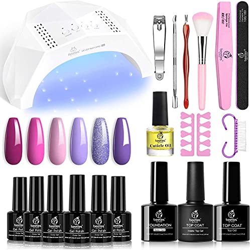 Kit de esmalte de preto em gel de besouros com lâmpada de unha de 48w de 48W U V Dicas de unhas de caixão de 500