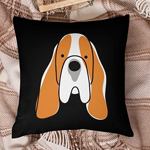 Basset Hound Throw Pillow Capas com almofadas de travesseiro quadrado com zíper protetor para sala de estar de sofá de cama