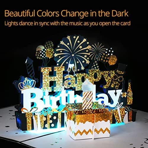 Cartão de aniversário de Osomepop, cartões de aniversário musical com luz e música tocam música feliz aniversário depois