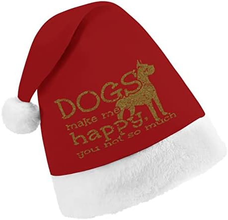 Cães me fazem feliz chapéu de natal personalizado chapéu de santa engraçado decorações de natal