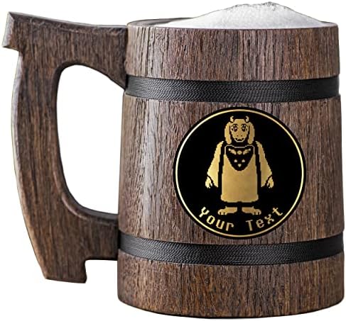 Undertale Toriel caneca tanque de madeira. Presente para jogadores. Beer Stein. Caneca de cerveja de madeira personalizada.