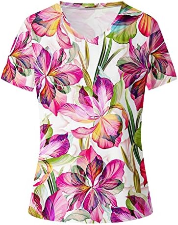 Tshirts de moda tops para mulheres com teto de verão elegante camiseta floral casual tee elegante manga curta vil de pescoço