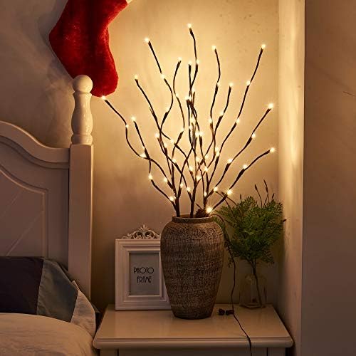 Ramo de salgueiro iluminado Peiduo ， 30 polegadas de 3pk 60LT Luzes da via, para o Natal Pai e o Dia das Mães Decoração,