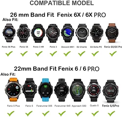 Aehon 20 22 26mm Watch Band para Garmin Fenix ​​6x 6 Pro 5 5xplus 3HR Descent Mk1 Mk2 Enduro Banda de silicone RELUME