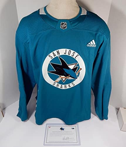 2019-20 San Jose Sharks Game usou Jersey de Teal Practice Adidas 58 DP42020 - Jogo usado NHL Jerseys