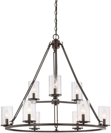 Quoizel BCN5009WT Buchanan Chandelier, 9 luzes, 540 watts, bronze ocidental