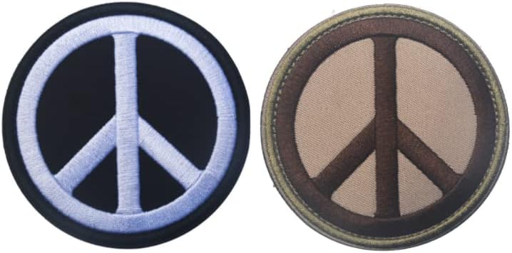 2PCS Border de bordado de signo da paz mundial para gancho e loop Moral Patches Tactical Military Distintante