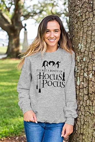 É apenas um monte de camisetas hocus pocus mulheres Halloween Sanderson Irmãs de manga comprida Tops de pulôver casual