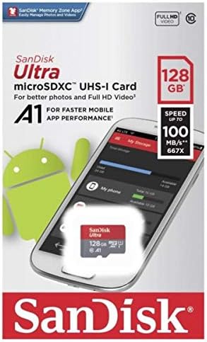 Sandisk 128GB SDXC Micro Ultra Memory Card Pacarle funciona com Motorola Moto G7, G7 Play, G7 Plus, G7 Power Plus de tudo, exceto Stromboli