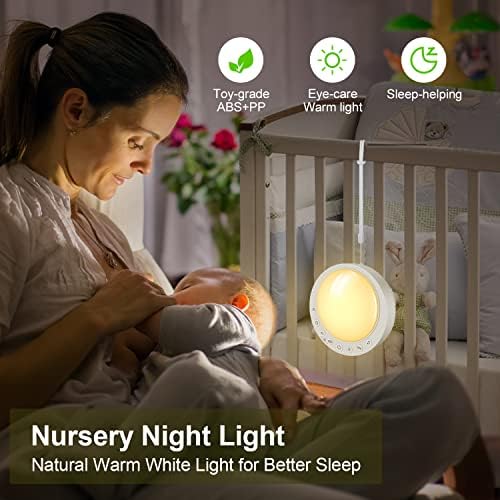 Máquina de ruído branco para bebê, máquina de som portátil com luz noturna, 16 função calmante e de memória, clipe para