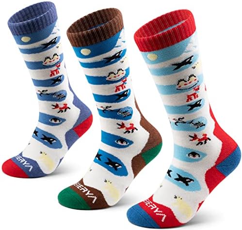 Weierya Kids Ski Socks Merino Wool, meias de neve térmica, meias de lã até os joelhos para meninos e meninas, 1/3 pares