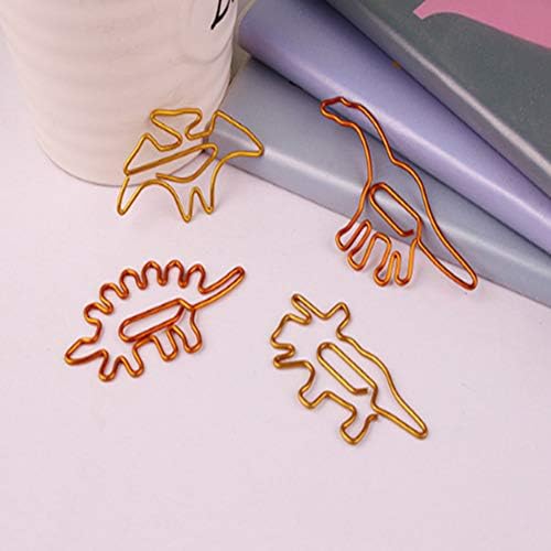 Rurili Creative Office Supplies Paper Clip Creative Metal Dinosaur Series Rose Gold Paper Clip Home Office Library Paper Clip Triceratops