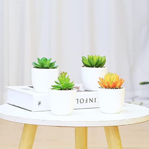 Conjunto de 4 peças Jusdreen Mini plantas suculentas artificiais em vasos, conjunto de suculentos falsos, suculentas falsas