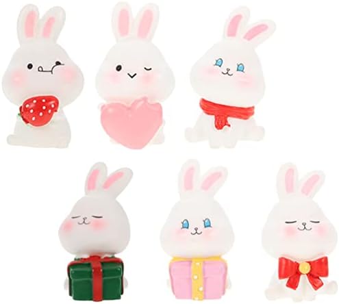 Sewroro 6pcs Mini Bunny Figuras Gardens de fadas Miniatura Rabbit Figura Tiny Cupcakes Cupcakes Cupcakes de Cupcakes de