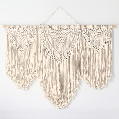 MOKOF MURGE MACRAME PENDIDO BOHO Tecido Art Decoração de parede de macramamento largo, 43 x32