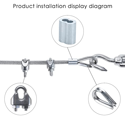 RealPlus 1/16 kit de corda de arame, kit de suspensão de luz de luz, fio guia de luz ao ar livre, fio de cabo de aço