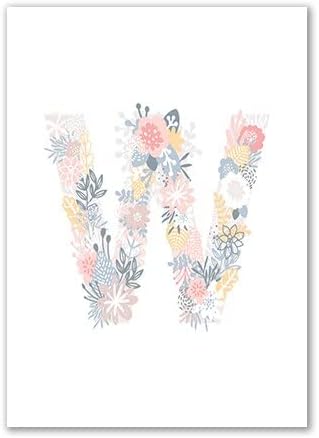 Voton Floral Alphabet Letters Art Wall Art Posters e impressões para a decoração da sala de quarto de bebê rosa decoração