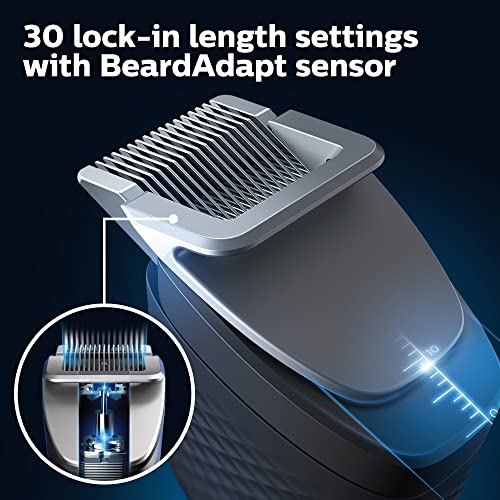 Philips Norelco Series 9000, Ultimate Precision Beard and Hair Trimmer com tecnologia de senso de barba para um acabamento