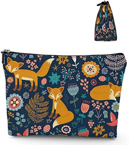 Bolsa de maquiagem fox fox zíper bolsa de grande capacidade portátil, bolsa de bolsa de cosméticos para mulheres, para viagens para