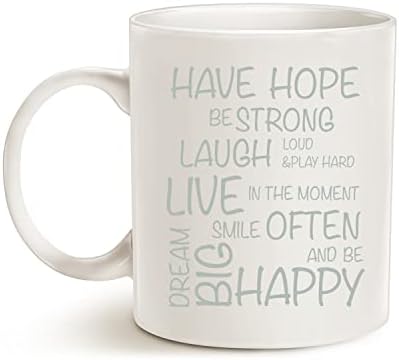 Caneca de café inspirador engraçado de mauag, esperança seja forte tipografia citação motivacional xícara de cerâmica