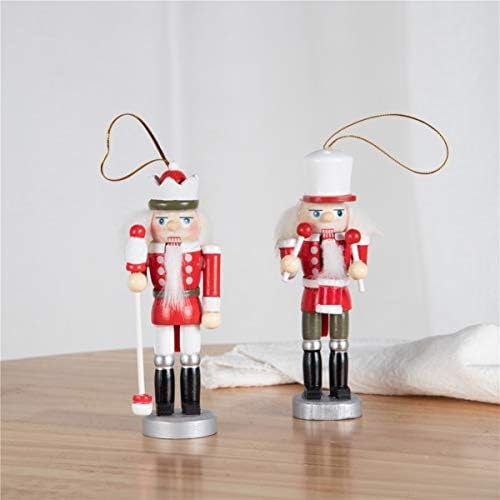 Wakauto 4 pcs natal soldado de noz de madeira de noz de madeira decorações penduradas figuras de árvore de xmas presentes de brinquedos